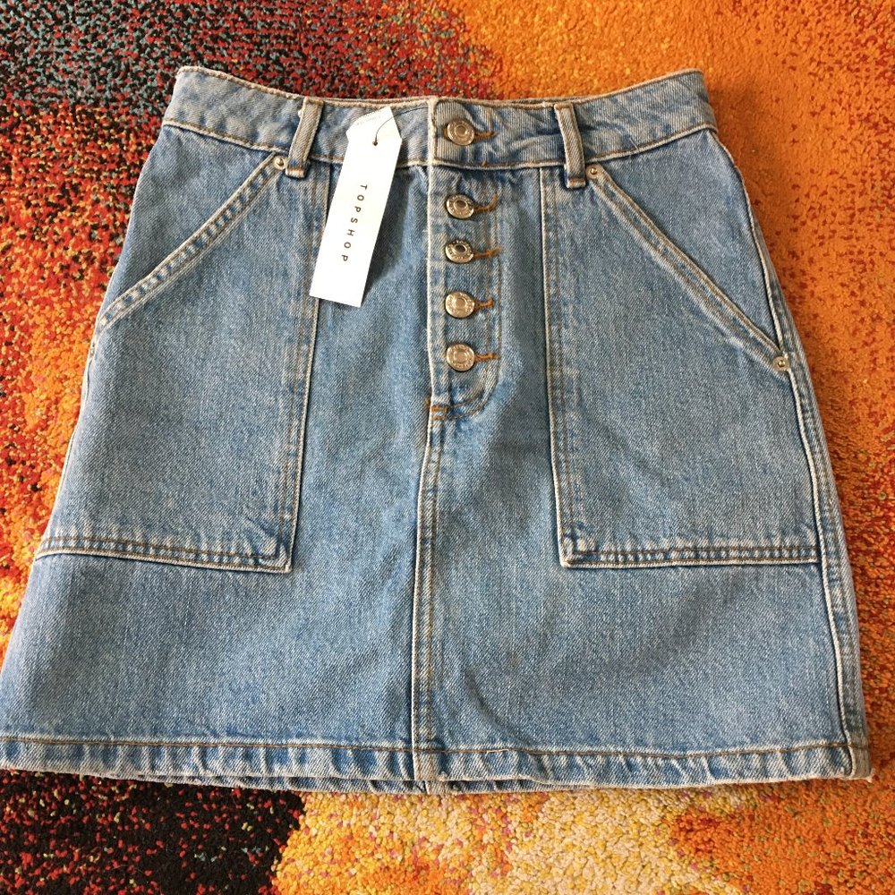 Topshop NWT Denim Button Fly Skirt